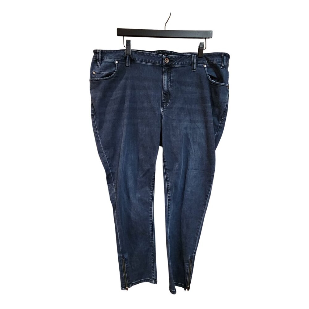 Ellos Plus Size 22 Blue Denim Skinny Jeans With Ankle Zippers